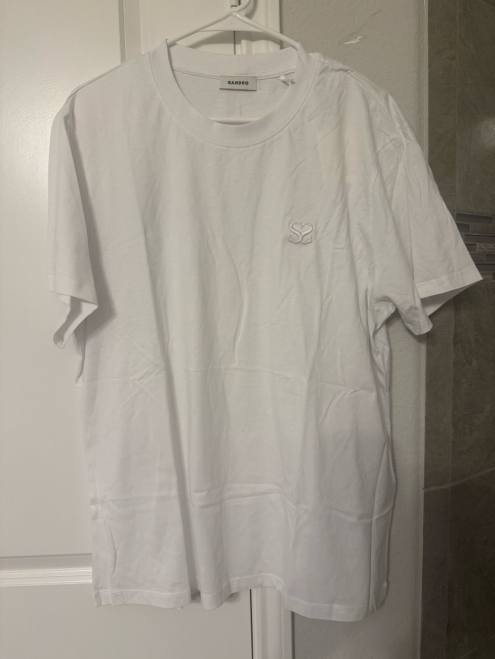 Sandro White Short Sleeve Logo Tee